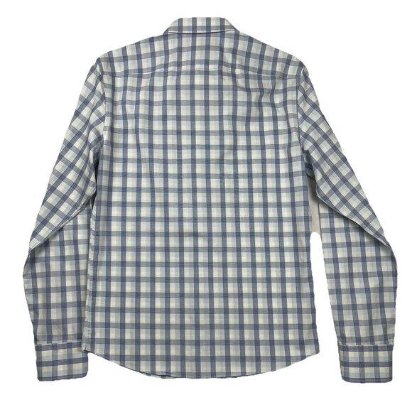 Untuckit  Men’s Long Sleeve Button Up Blue White Windowpane Plaid- M - Picture 8 of 9